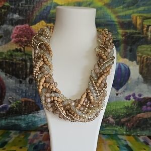 Chico's Elegant Gold and Silver Beaded Necklace